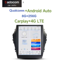 Tesla Qualcomm Carplay LTE Android 11.0 8G+256G Car DVD Player GPS RDS Radio wifi Bluetooth For Hyundai IX45 Santa Fe 2015-2017