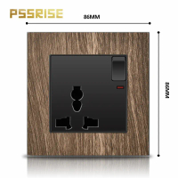 13A Universal 3-Ho Socket With Switch, Wood Grain Panel
