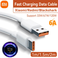 Original Xiaomi 120W USB Type C Turbo Charger Cable For Mi 12 11 10 Pro Ultra Lite Redmi Note K50 11 Poco X4 F3 M3 Black Shark