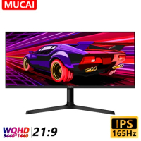 MUCAI 34 Inch Monitor 144Hz Wide Display 21:9 IPS 165Hz WQHD Desktop LED Gamer Computer Screen Not Curved DP/3440*1440