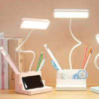 USB Stepless Dimming LED Bright Table Lamp Children Study Eye Protection Desk Lamp Rechageable Smart Beside Lamp Light