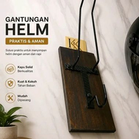 Rak Gantungan Helm Kayu Besi Multifungsi