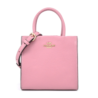 COACH CALLY 馬車LOGO牛皮琴譜手提/斜背包(迷你/粉)