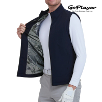 GoPlayer 男防風保暖運動背心-藏青.白.灰(高爾夫背心 輕薄 防風 保暖 馬甲背心)