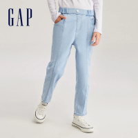 【GAP】女童裝 鬆緊錐形牛仔褲-淺藍色(789272)