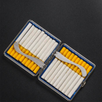 Leather Cigarette Box Case Holder Tobacco Cigar Cigarette Clip Storage Box Case Container For 20 Cigarettes Storage Case Gift