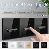 Glass Panel Wall Switch LED European 16a Socket Retro Toggle Light Switch EU UK Standard 2way Socket 1-4gang USB Home Decoration