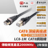 【PX 大通】★LC8-1M CAT8 1米/1M 網速40GPS 支援PoE 乙太網路線