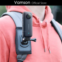 Vamson 360 Degree Rotary Backpack Clip for Insta 360 X3 Chest Shoulder Clamp Mount for Insta360 One X2 X3 Dji Action 3 GoPro 11