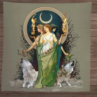 Moon Goddess Altar Cloth - Hecate Hekate Tarot Cloth 24 X 24 Inches