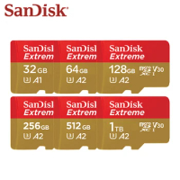 SanDisk Extreme Micro SD Card 64GB 128GB 256GB 512GB 1TB A2 Memory Card 32GB A1 U3 V30 Flash TF Card for Phone Class10 sd card