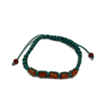 【ZENDAR】頂級天然AKA紅珊瑚鼓形編織手鍊 79085-BL(藍色編織手鍊)