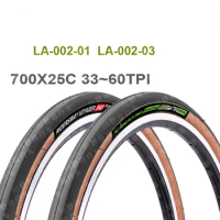 LA-002-01/03 700C Retro Brown Edge Tire 700x 25C for Road Bike Travel Gravel Bicycle Out Tire 33/60TPI Cycling Parts