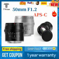 TTArtisan 50mm F1.2 Manual Focus APS-C Camera Lens for SONY E FUJI X Canon M Panasonic Olympus M43 Black and Silver Lens