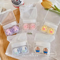 Eyewaer Eyes Care Contact Lens Box Container with Tweezer Crystal Coffee Bear Three-dimensional Contact Lenses Case