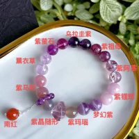 Trang sức pha lê, tự nhiên, Amethyst, mã não đỏ miền Nam, thạch anh hồng, Vòng Tay Chín Lửa Tím, dàn