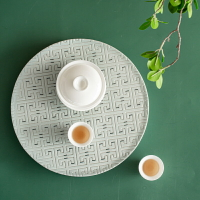 圓形干泡臺茶盤輕奢現代陶瓷日式高檔排水瀝水托盤家用儲水小茶臺