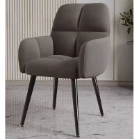 輕奢舒適軟包靠背扶手椅(【黑腿款】深灰)(尺寸:高80CM,坐寬39*36CM) 