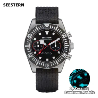 SEESTERN Mens of Watch Mechanical Chronograph ST1901 Movement Waterproof Magic Nylon Sticker Luminous Sport Wristwatches New