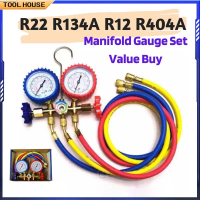 【Tool House】Manifold Double R22 R134 R404 R32 AC Double Manifold Paket Lengkap AC(Tidak Mengandung F