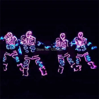 Luminous EL Wire Clothes With Gloves Ballroom Costumes For DJ DS Dancer Singer Bar KTV Nightclub Stage Party Show Christmas deco