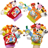 Baby Toys 0-12 Months Cartoon Animal Finger Puppet Cloth Book Loud Paper Educational Toys for Newborns Parent-child Interaction