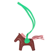 【Hermes 愛馬仕】Rodeo小羊皮撞色手工馬兒吊飾(小/咖/粉紅)