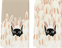 Artoid Mode Rabbit Ears Black Cat Easter Kitchen Towels Dish Towels 18x26 Inch Spring Farmhouse Bunn
