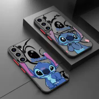 TPU Matte Phone Case For Samsung Galaxy S24 S23 S22 S21 S20 FE Ultra S10 Plus Note 10Plus 20Ultra Funda Disney Cute Stitch