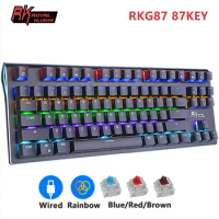 RK ROYAL KLUDGE G87 Wired Mechanical Keyboard 87 Keys Rainbow Backlight Gaming Keyboard RGB Side Light for PC Desktop Laptop