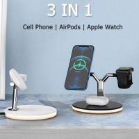 3 IN 1 Fast Qi Wireless Charger Stand For Apple Watch 6 5 4 iPhone 12Pro Max 12 Mini Airpods Pro Magnetic Wireless Charging Dock