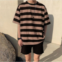 kaos distro salur garis-garis pria dan wanita / kaos pria dewasa terbaru