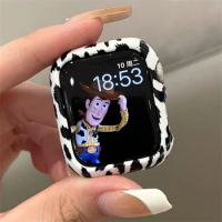 Cute Cow Leopard Print Cover For Apple Watch 9 8 7 41mm 45mm 40mm 44MM Hard Case Screen Protector For iwatch Series 6 SE 5 4 3 2