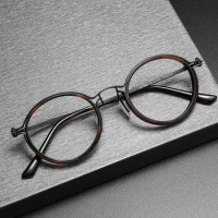Japan Men Luxury Brand Premium Pure Titanium Retro Round Frame Glasses Women Fashion Optical Myopia Lenses Tavat Eyeglasses