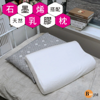 【BuyJM】石墨烯遠紅外線護頸工學天然乳膠枕附枕套(能量枕/機能枕/健康枕)