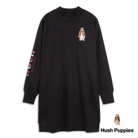 【Hush Puppies】女裝 洋裝 品牌刺繡半高領洋裝(黑色 / 34215102)