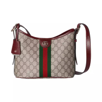 Gucci Ophidia Small Shoulder Bag Supreme Canvas Beige Ebony Rosso Ancora Red