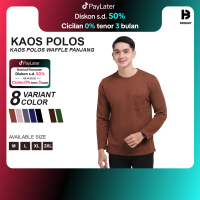 BROGUY Kaos Polos Waffle Lengan Panjang Chesnut Pria Katun Premium