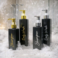 Botol Sabun Cair Luxury Aesthetic Kotak Hitam Glosy Plastik Pump Gold