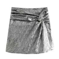 Women Autumn Winter Mini Skort High Waist Knot Pleated Shorts Skirt Solid Color Elegant Woman Short Pants Streetwear