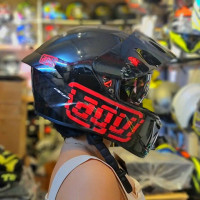 Mũ bảo hiểm Fullface M266 đen bóng dán tem Agv đỏ