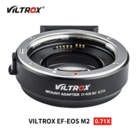 VILTROX Lens Adapter EF-EOS M2 0.71x Speed Booster for Canon EF Lens to EOS EF-M Mirrorless Camera M50 AF Auto Focal Reducer