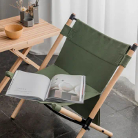 Outdoor Camping Portable Backrest Solid Wood Kermit Folding Stick Stick Chair Beach Balcony Cotton Hemp Lounge Chair