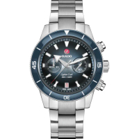 【Rado 雷達表】官方授權 Captain Cook 庫克船長300米潛水計時機械錶-藍/43mm R02(R32145208)