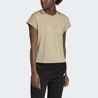 Adidas Tee W [GP9750] 女 短袖 上衣 T恤 亞洲版 運動 休閒 寬鬆 後背鏤空 淺褐