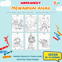 Worksheet Mewarnai Anak Cetak 10 Lembar TERMURAH – Aktivitas Edukasi Murah untuk PAUD & TK Belajar