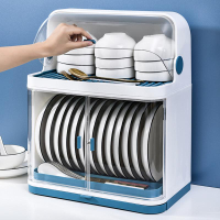 廚房碗筷收納盒瀝水碗架家用小型碗柜塑料帶蓋防塵碗碟碗盤收納架
