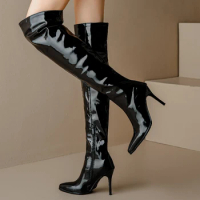 Sexy Over the Knee High Boots Women Shoes New 2023 Pointes Toe Long Boot Black Red Party Dance Shoes Lady Large Size 48