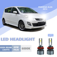 2PCS FOR PERODUA Alza 2014 6000k H11 Super Bright Hi/Lo Beam Headlamp Lampu LED Headlight Bulb White Light