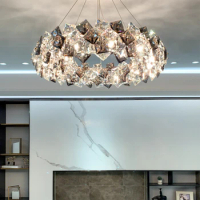 Modern Crystal LED Ceiling Pendant Lights Living Dining Table Room Hotel Hall Hanging Chandeliers Home-appliance Decor Lamps